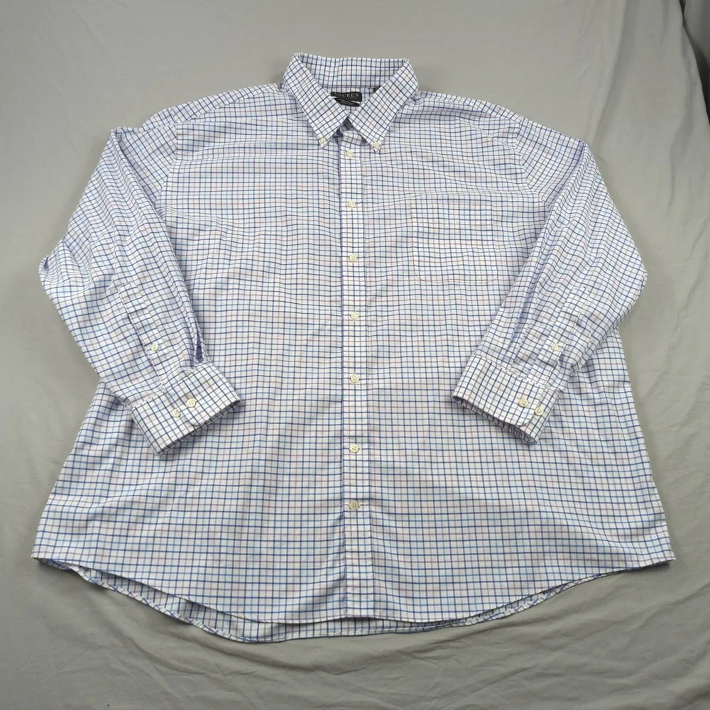 Lauren Ralph Lauren Shirt Mens 4XL Blue Plaid 20 34/35 Black Label Casual Preppy